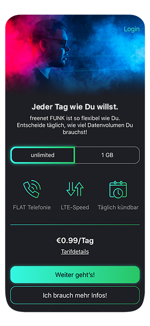 freenet FUNK SIM-Karte: Mit unlimited ab 0,99 € pro Tag surfen