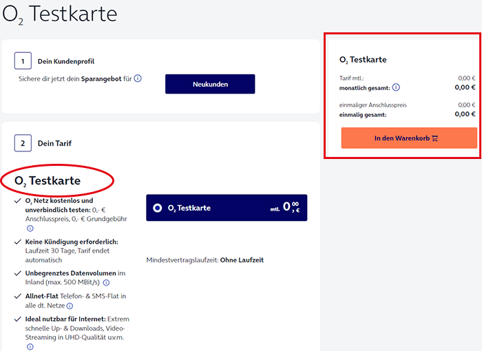 O2 Testkarte: 30 Tage kostenlos Netz und Tarif testen