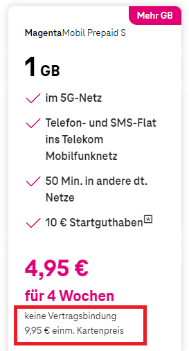 Kosten für eine Telekom SIM-Karte
