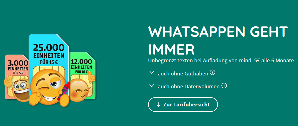Mit der WhatsApp SIM können Nutzer unbegrenzt WhatsApp nutzen, auch ohne Guthaben